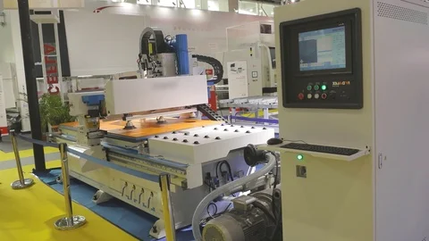 CNC control console stack, computer in the CNC machine. Modern automated cnc Stock Footage 111716027