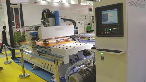 CNC control console stack, computer in the CNC machine. Modern automated cnc Stock Footage 114081640
