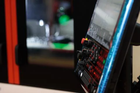 CNC control console of vertical machining  center Stock Photos