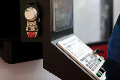 CNC control panel with handheld remote controller Stock Photos