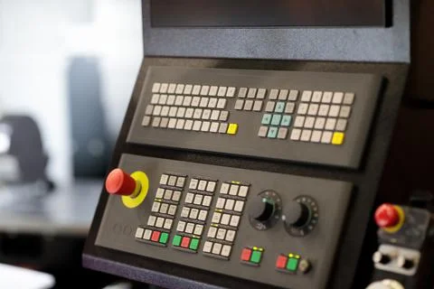 CNC control panel for industrial machining center Stock Photos
