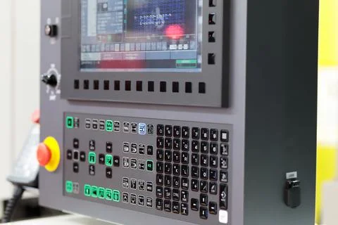 CNC control panel of laser cutting machine Stock Photos