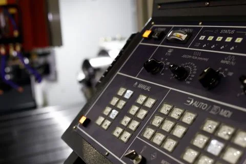 CNC control panel of lathe machining center Stock Photos