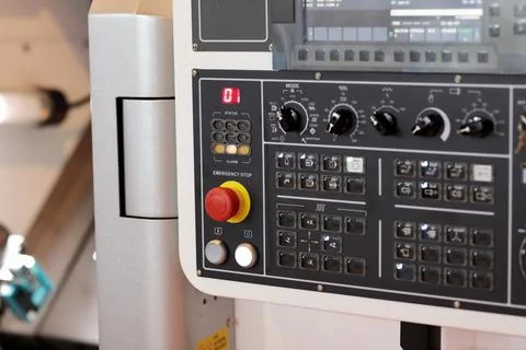 CNC control panel of machining center Stock Photos