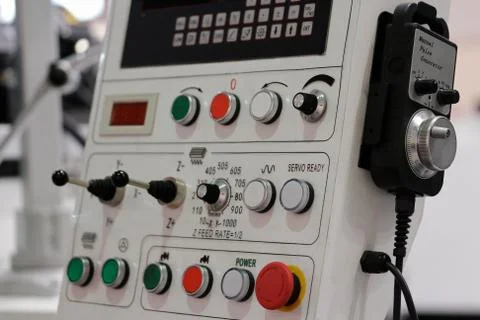Cnc control panel with manual pulse generator Stock Photos