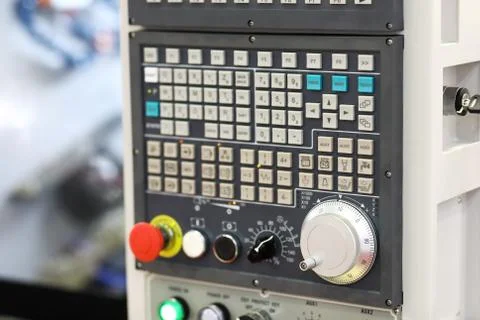 CNC control panel of metalworking machine Stock Photos