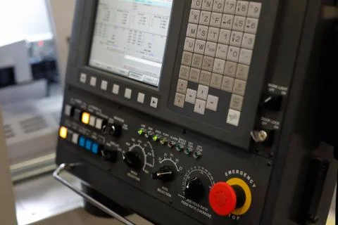 CNC control panel of metalworking machining center Stock Photos