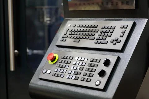 CNC control panel of metalworking VMC machine Stock Photos