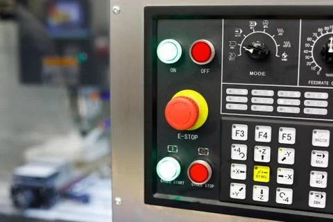 CNC control panel of milling machine Stock Photos