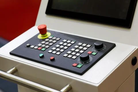 CNC control panel of modern laser cutting machine Stock Photos