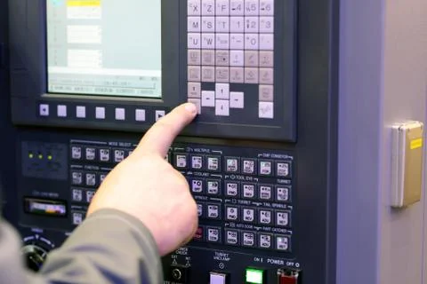 CNC control setup for milling and turning Stock Photos
