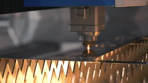 CNC Cut Metal Material Laser Burn Closeup Shot Stock Footage 253157309