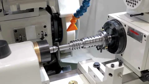 CNC Cylindrical Grinding Machine in Operation, Precision Manufacturing Process Stock Footage 308636166