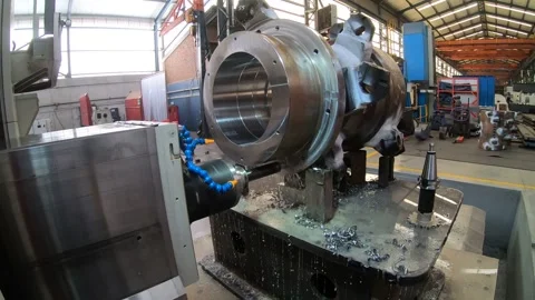 CNC drilling on 4 axis boring mill 動画素材 246792216