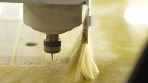 The CNC drills a hole in the plastic. plastic carving. Head close-up Stock Footage 260418228