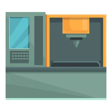 Cnc equipment icon cartoon vector. Machine factory Illustrazione stock