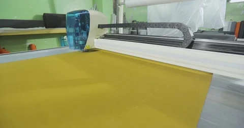 CNC Fabric Cutting Process in Modern Automated Production Process Using CNC Stock Footage 337494636