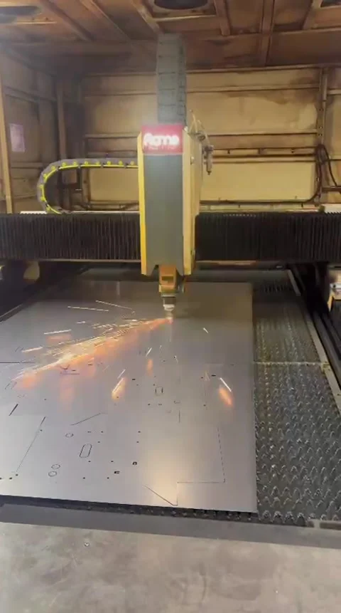 CNC Fiber Laser Cutting Machine Processing Sheet Metal Stock Footage 343456147