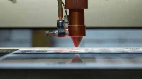 Cnc Laser cutting machine at work. Acrylic plastic cutting. Close-up Stock Footage 76963902