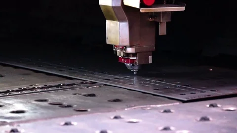 CNC laser cutting tool in a metal manufacturing plant Stock Footage 108690022