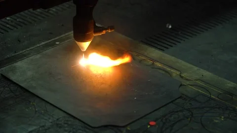A cnc laser machine cuts a part from a piece of rubber. Stock Footage 145867442