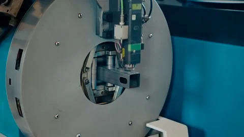 CNC laser machine for cutting metal with a light spark. Industrial plasma Stock Footage 146799656