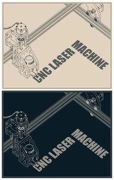 CNC laser machine illustration Illustrazione stock
