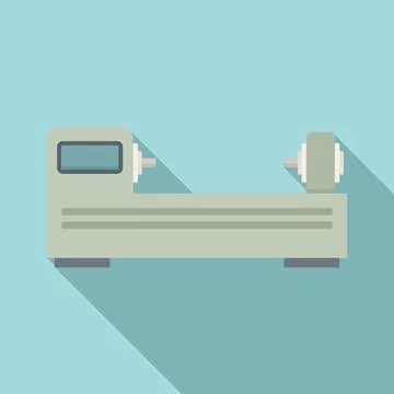 Cnc lathe icon, flat style Stock Illustration
