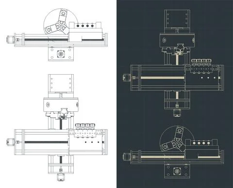 CNC lathe machine blueprints Stock Illustration