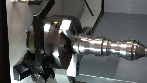 CNC Lathe machine Stock Footage 76871180