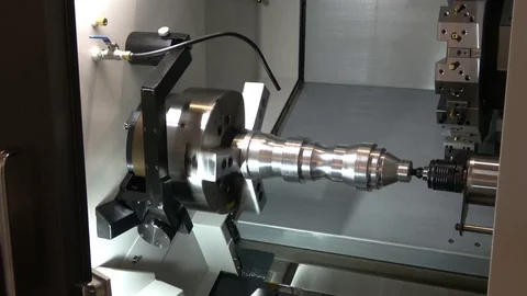 CNC Lathe machine Stock Footage 77581185