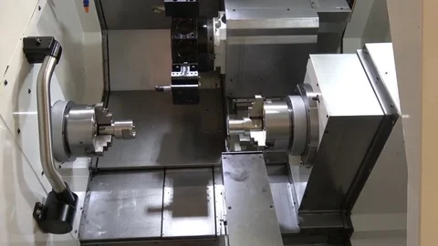 CNC lathe machine Stock Footage 81011638