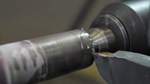 The  CNC lathe machine forming  cutting the metal shaft parts. Video stock 300759880