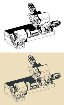 CNC lathe machine Stock Illustration