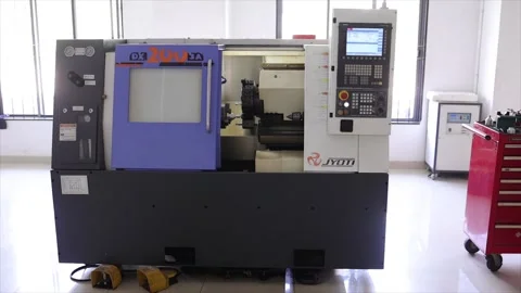 CNC Lathe Machine Jyoti DX 200 3A Industrial Metalworking Equipment in Stock Footage 334492631