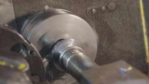 CNC lathe machine. Processing a metal part in a CNC machine. Lathe, cnc machine Stock Footage 163708063