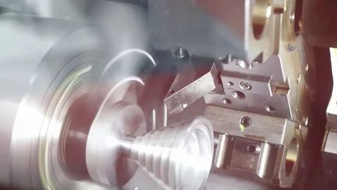 CNC lathe movement ; Stock Footage 97389682