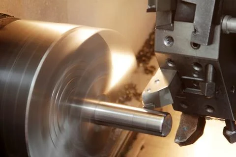 CNC lathe processing Stock Photos