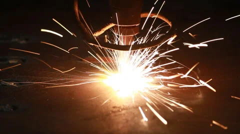 CNC LPG cutting with sparks Stock Footage 48169633