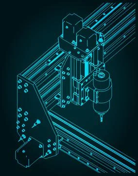 CNC machine for 3D carving close-up Illustrazione stock