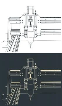 CNC machine for 3D carving drawings Stock Illustration