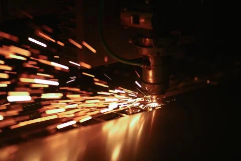 Cnc machine with bright sparkling Stock Photos