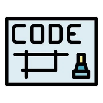 Cnc machine code icon vector flat 스톡 일러스트