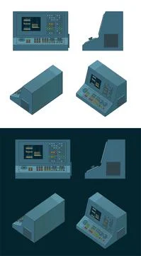 CNC machine control panel color drawings Stock Illustration