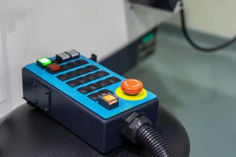 CNC Machine of controller panel handle remote Stock Photos
