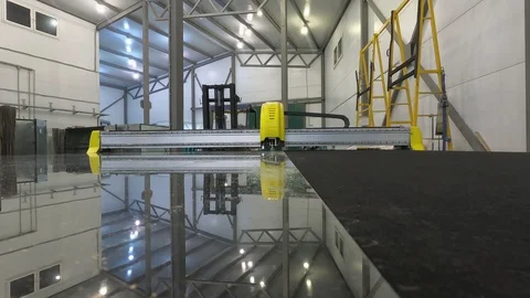 CNC machine cut float glass work. Stock Footage 126165803