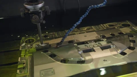 CNC machine cuts metal auto part with precision Stock Footage 346268505
