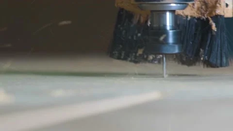 Cnc machine cuts wood close-up Stock Footage 237308593