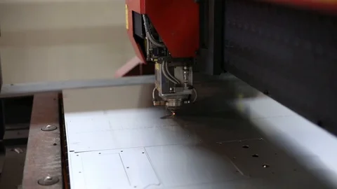 CNC machine cutting sheet metal 動画素材 119200811