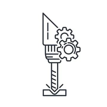 CNC machine drill icon - precision milling drilling metalworking cutting with Stock Illustration